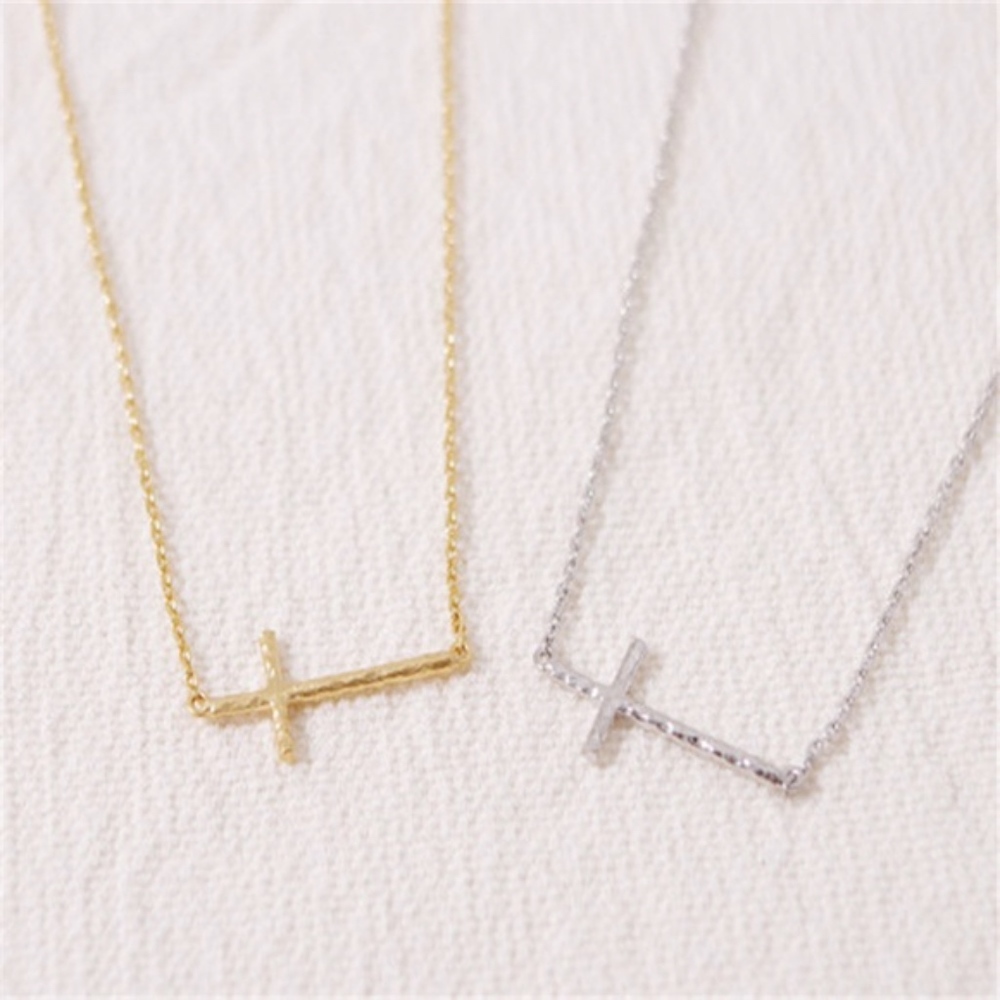 Sideways Cross Necklace - Picture 1 of 3